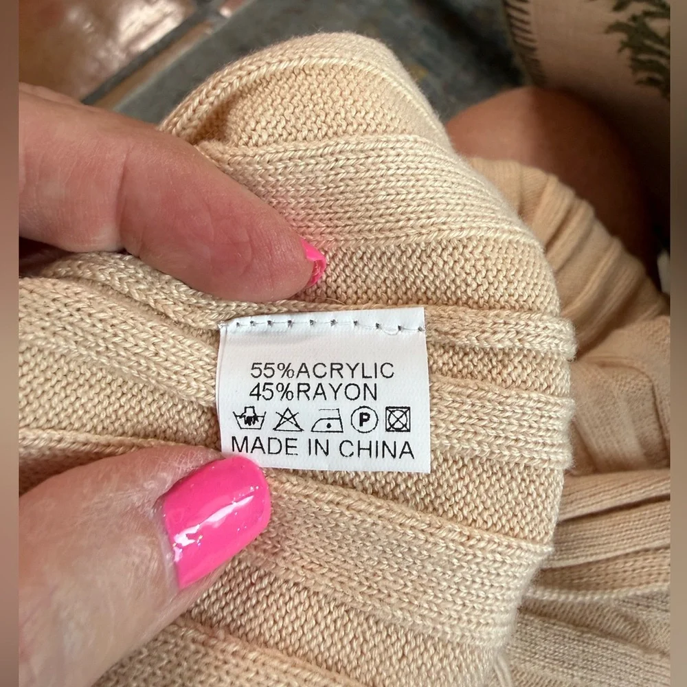 NWT Beige Long Sleeve Ribbed Knit SKIRT Set-S - Picture 12 of 12